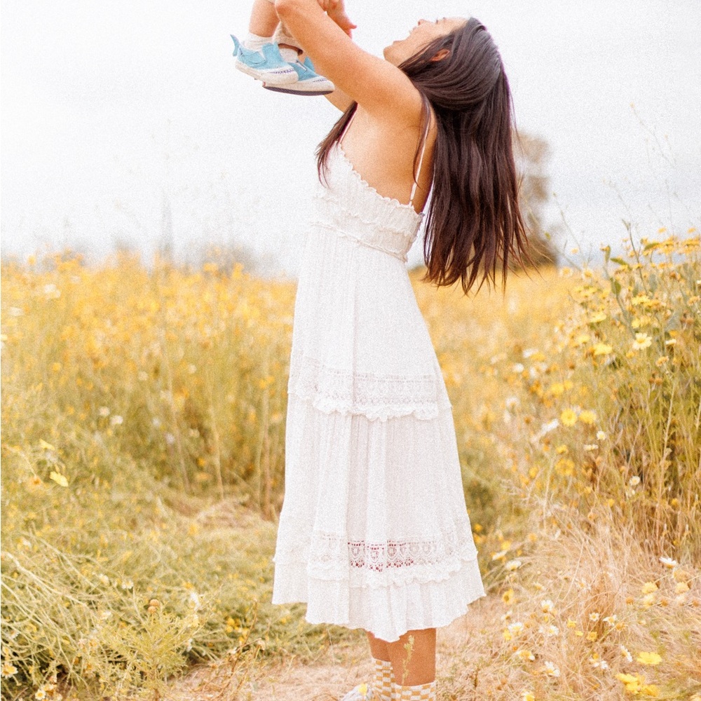 White midi dress